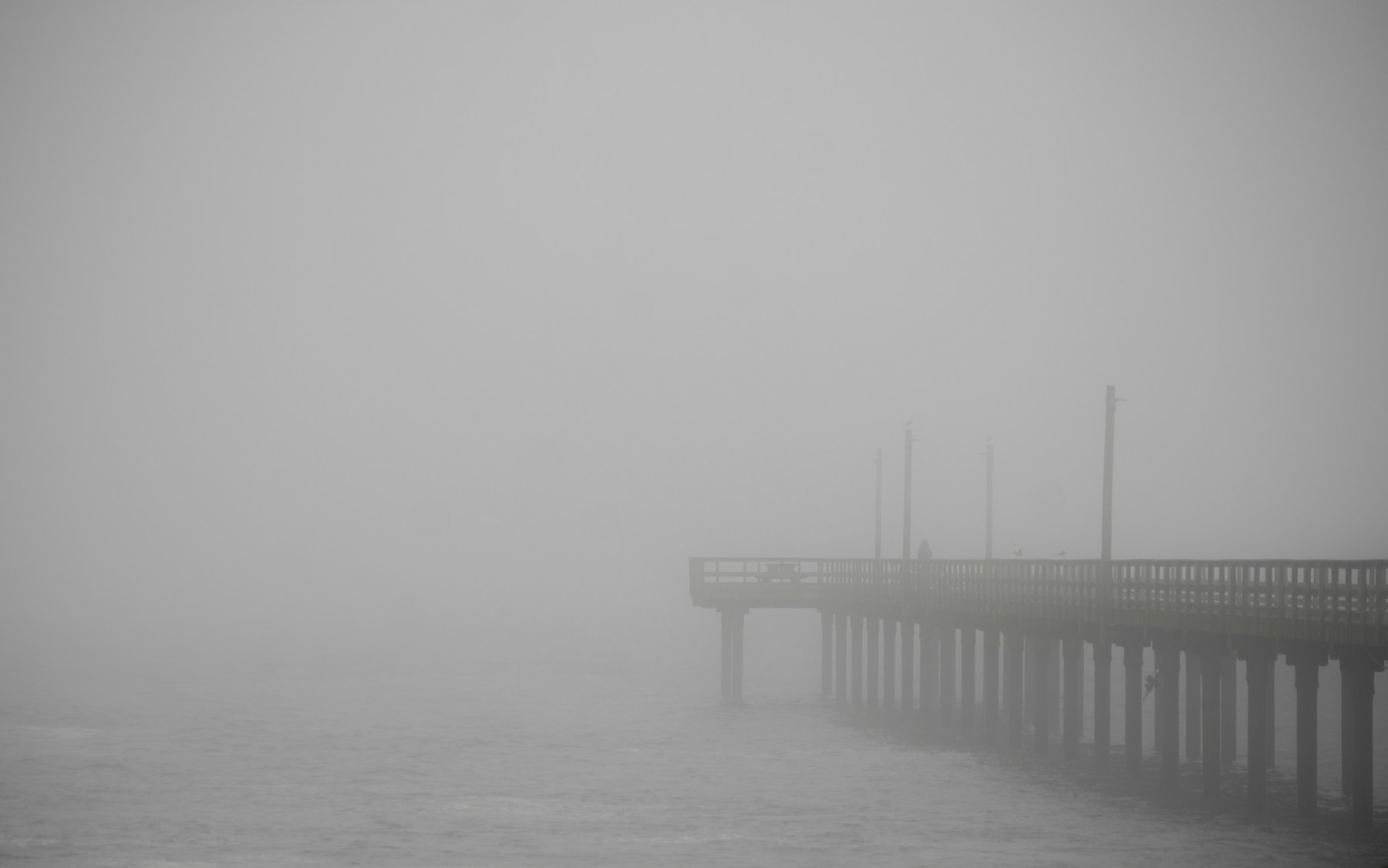 Foggy pier over the ocean